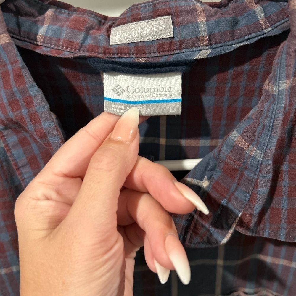Columbia Men's Plaid Shirt in Blue and Red - Picture 2 of 3
